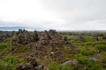Scharfes Vulkangestein auf Island