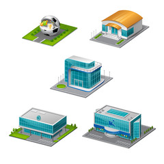 vector set of realistic buildings sports facility 3d arena
