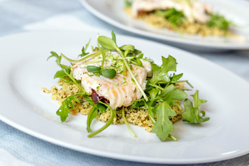 cooked sea bass  fish fillet
