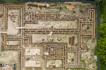 Home foundation aerial overhead photo