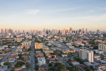 Fototapeta na wymiar Aerial west side of Downtown Miami Florida Little Havana
