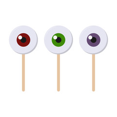 Colorful Halloween Candy - Halloween candy eyeball lollipops isolated on white background