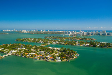 Aerial Venetian Islands Miami Beach Biscayne Bay vibrant colors