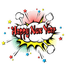 Happy new year pop art