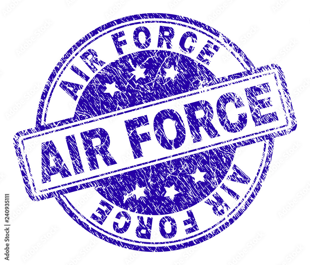 Wall mural air force stamp seal imprint with distress texture. designed with rounded rectangles and circles. bl
