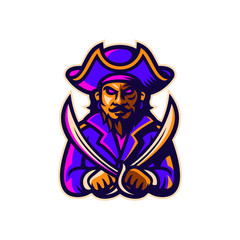 pirate mascot esport logo template vector illustration