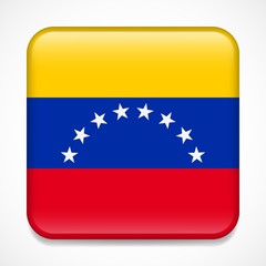 Flag of Venezuela. Square glossy badge