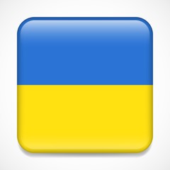 Flag of Ukraine. Square glossy badge