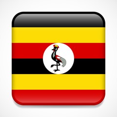 Flag of Uganda. Square glossy badge