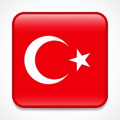 Flag of Turkey. Square glossy badge