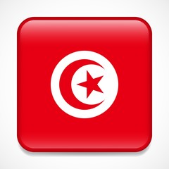 Flag of Tunisia. Square glossy badge