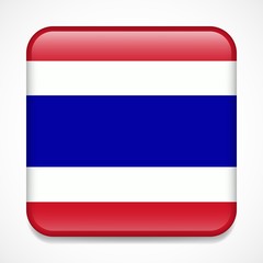 Flag of Thailand. Square glossy badge