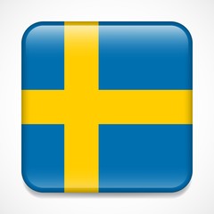 Flag of Sweden. Square glossy badge
