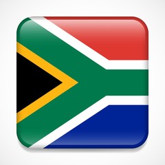 Flag of South Africa. Square glossy badge