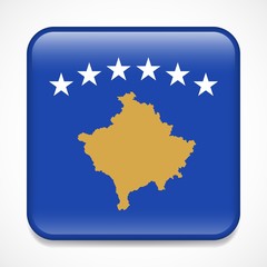 Fototapeta premium Flag of Kosovo. Square glossy badge