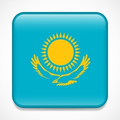 Flag of Kazakhstan. Square glossy badge