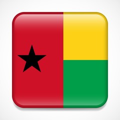 Naklejka premium Flag of Guinea-Bissau. Square glossy badge