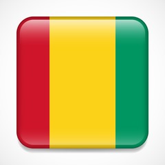 Fototapeta premium Flag of Guinea. Square glossy badge