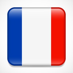 Fototapeta premium Flag of France. Square glossy badge
