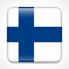 Obraz premium Flag of Finland. Square glossy badge