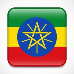Fototapeta premium Flag of Ethiopia. Square glossy badge