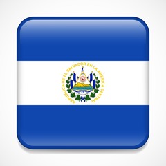 Flag of El Salvador. Square glossy badge