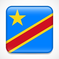 Flag of Democratic Republic of the Congo. Square glossy badge
