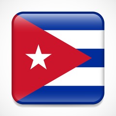 Flag of Cuba. Square glossy badge