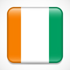 Flag of Cote d'Ivoire. Square glossy badge