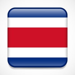 Fototapeta premium Flag of Costa Rica. Square glossy badge