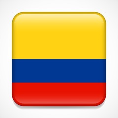 Flag of Colombia. Square glossy badge
