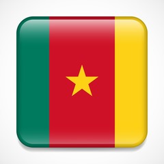 Flag of Cameroon. Square glossy badge