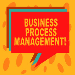 Writing note showing Business Process Management. Business photo showcasing Discipline of improving a business process Stack of Speech Bubble Different Color Piled Text Balloon