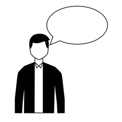man speech bubble talk white background