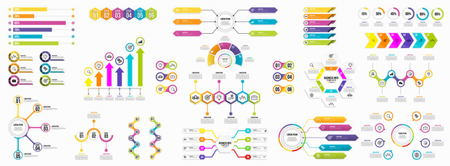 Set of Infographics Elements Data Visualization Template Design Vector Editable