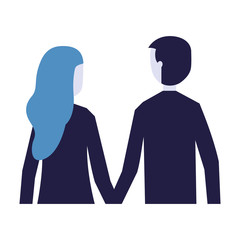 man and woman holding hands back view