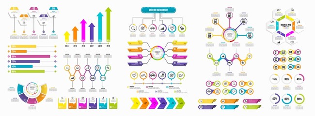 Set of Infographics Elements Data Visualization Template Design Vector Editable