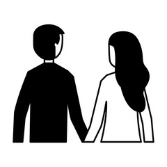 man and woman holding hands back view