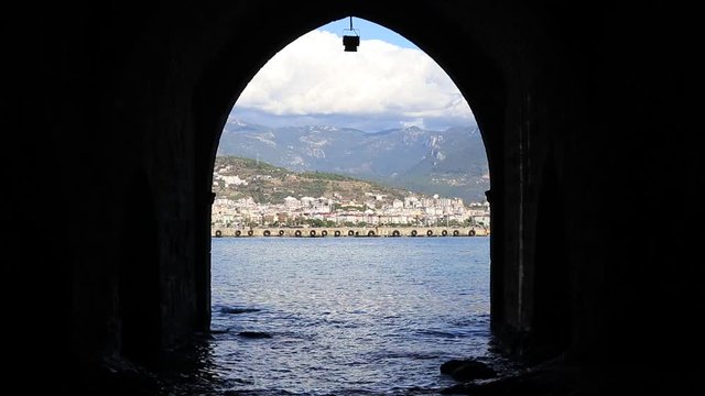 View on Alanya city from Bedesten Alanya fortress waterline.