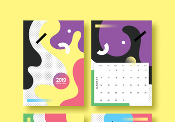 Colorful Shapes Calendar Layout