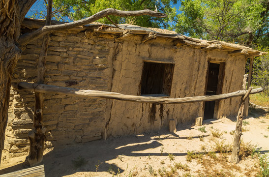 Historic Adobe bunk house from homestead in Chaco Canyon New Mexico