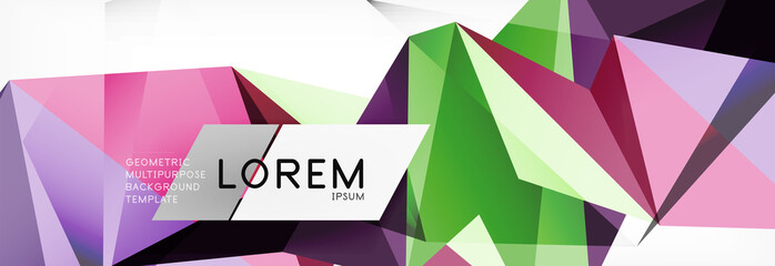 Mosaic triangular low poly style abstract geometric background. Polygonal vector. Abstract white bright technology design.