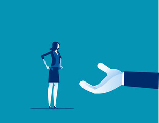 Demanding money from poor woman. Concept business vector illustration, Bankruptcy, Tax.