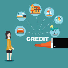 Financial adviser offering a credit card to a business woman - Vector