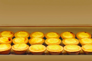 Fresh baked Hokkaido cheese tarts with copy space