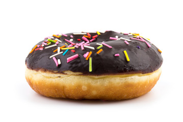 Donut With Colorful Sprinkles Isolated On White
