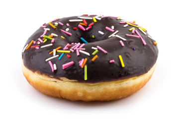 Donut With Colorful Sprinkles Isolated On White