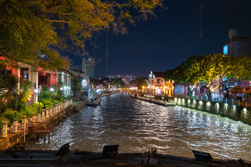 Melaka Malaysia, River, マラッカ, 川沿い, ライトアップ