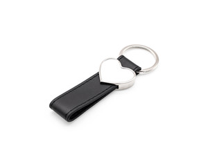 Leather key chain on isolated background with clipping path.