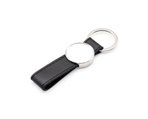 Leather key chain on isolated background with clipping path.